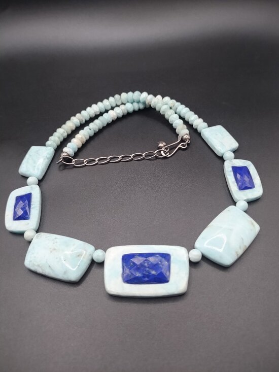 Jay King Jewelry - Jay King DTR Blue Aragonite and Lapis Bead 20" Sterling Silver Necklace